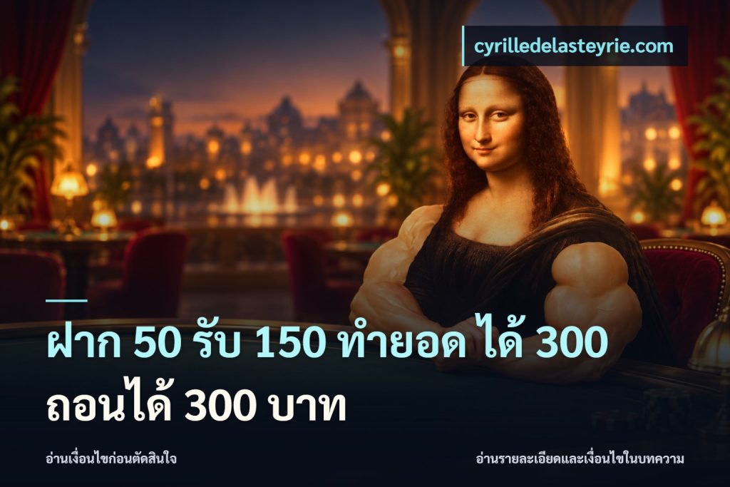 ฝาก 50 รับ 150 ทํายอด ได้ 300 ถอนได้ 300 บาท