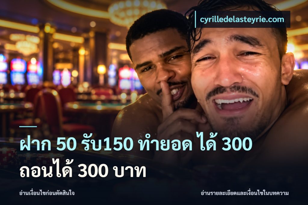 ฝาก 50 รับ150 ทำยอด ได้ 300 ถอนได้ 300 บาท