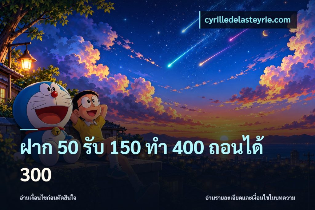 ฝาก 50 รับ 150 ทํา 400 ถอนได้ 300