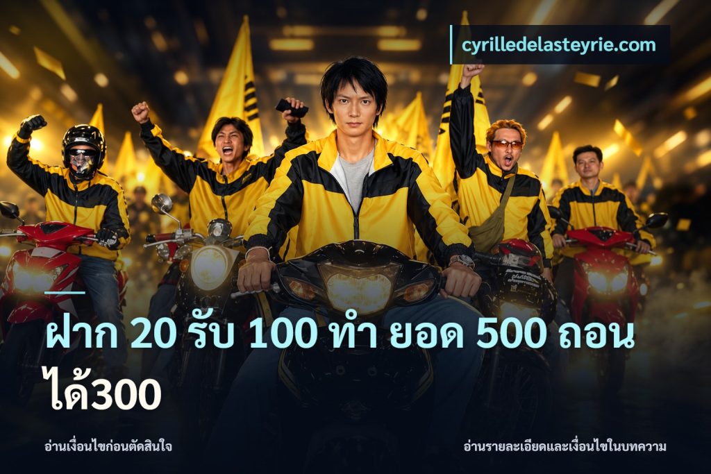 ฝาก 20 รับ 100 ทํา ยอด 500 ถอนได้300